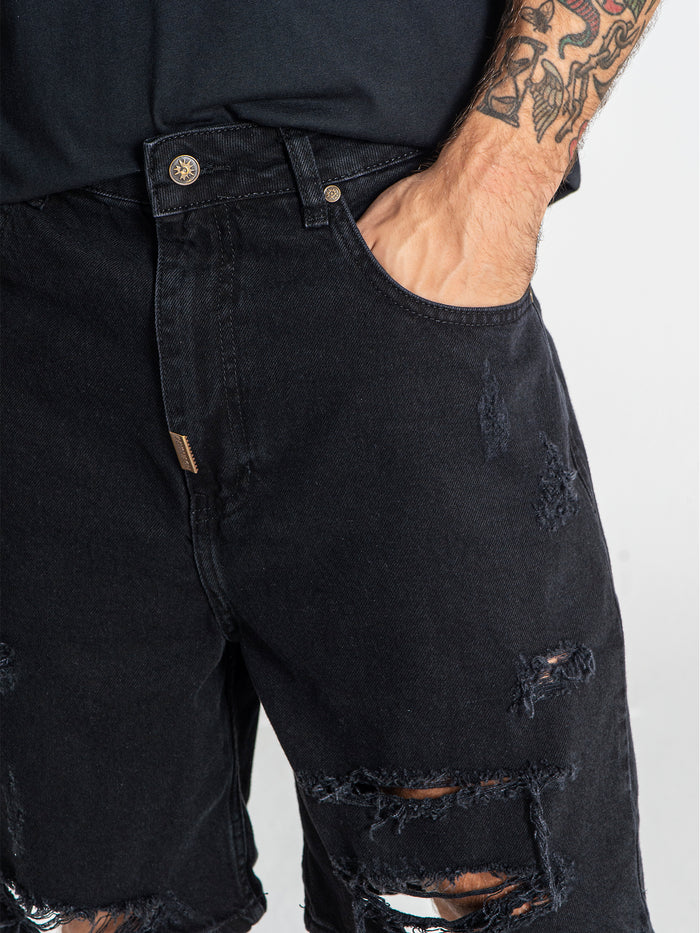 Pantalones Cortos Rotos Negros