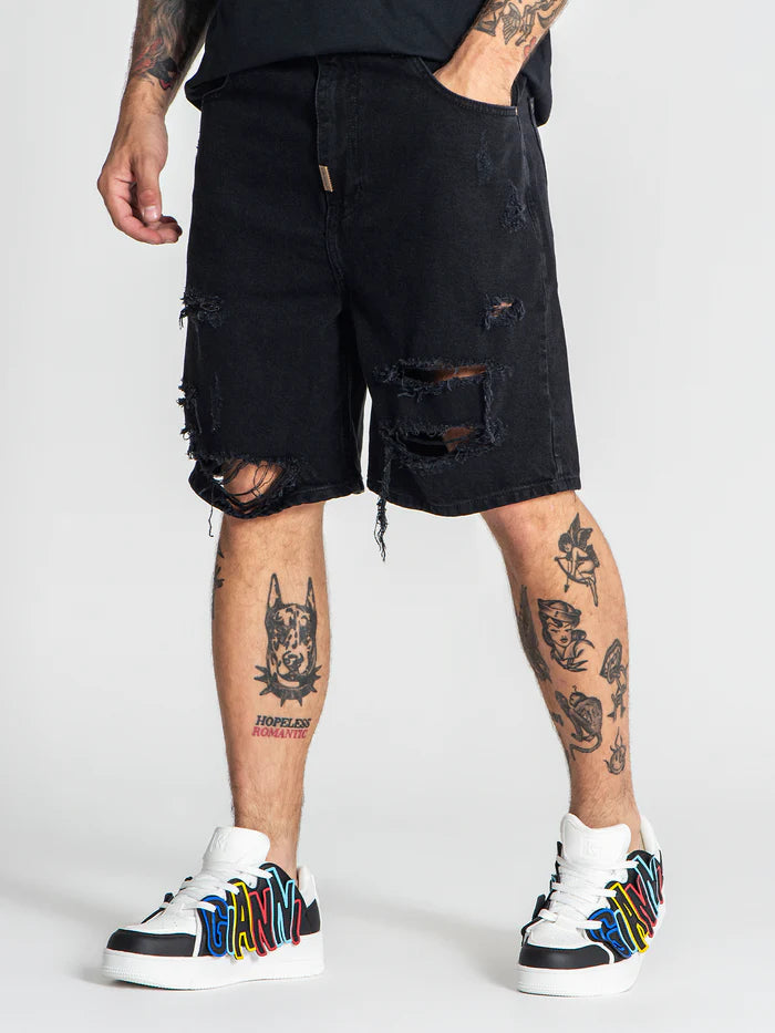 Pantalones Cortos Rotos Negros