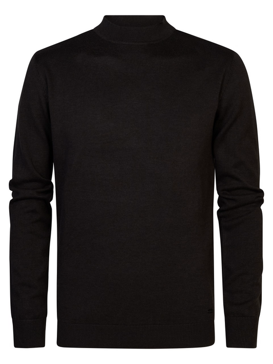 Men Knitwear Collar Basic Negro
