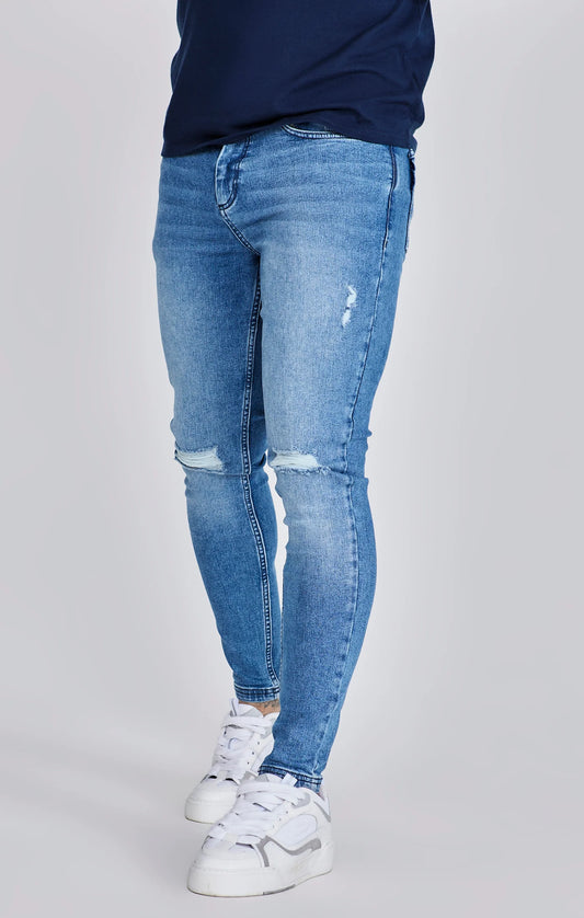 Jeans delgados angustiados azules Siksilk
