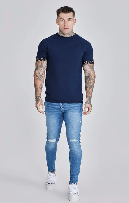 Jeans delgados angustiados azules Siksilk